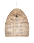Natural handwoven rattan pendant light with an open weave dome design, creating a warm and inviting ambiance