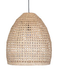 Natural handwoven rattan pendant light with an open weave dome design, creating a warm and inviting ambiance