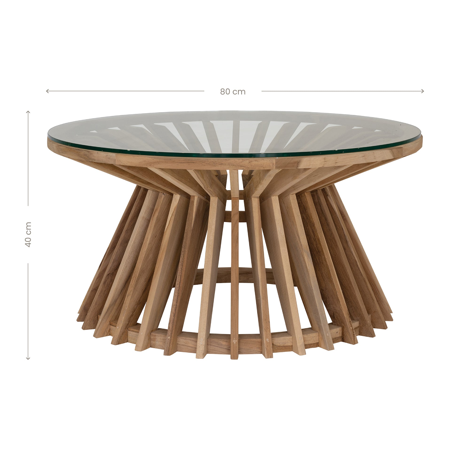 A stylish round dining table featuring a sculptural wooden base with a clear glass top, offering a contemporary yet natural aesthetic for modern dining spaces.