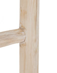 A handcrafted rustic wooden ladder with a natural finish, perfect for use as a towel or blanket rack in stylish interiors. A versatile and decorative storage solution for modern, minimalist, or coastal-inspired spaces