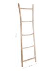 A handcrafted rustic wooden ladder with a natural finish, perfect for use as a towel or blanket rack in stylish interiors. A versatile and decorative storage solution for modern, minimalist, or coastal-inspired spaces