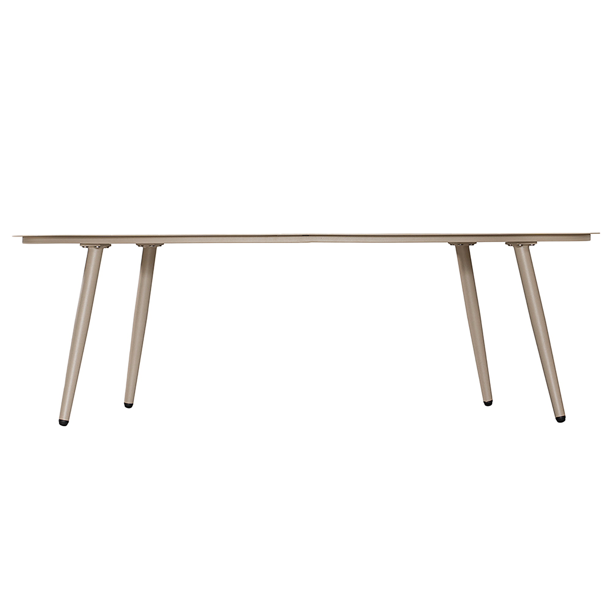 Solara coffee table with organic curved shape and light finish on a clean studio background.