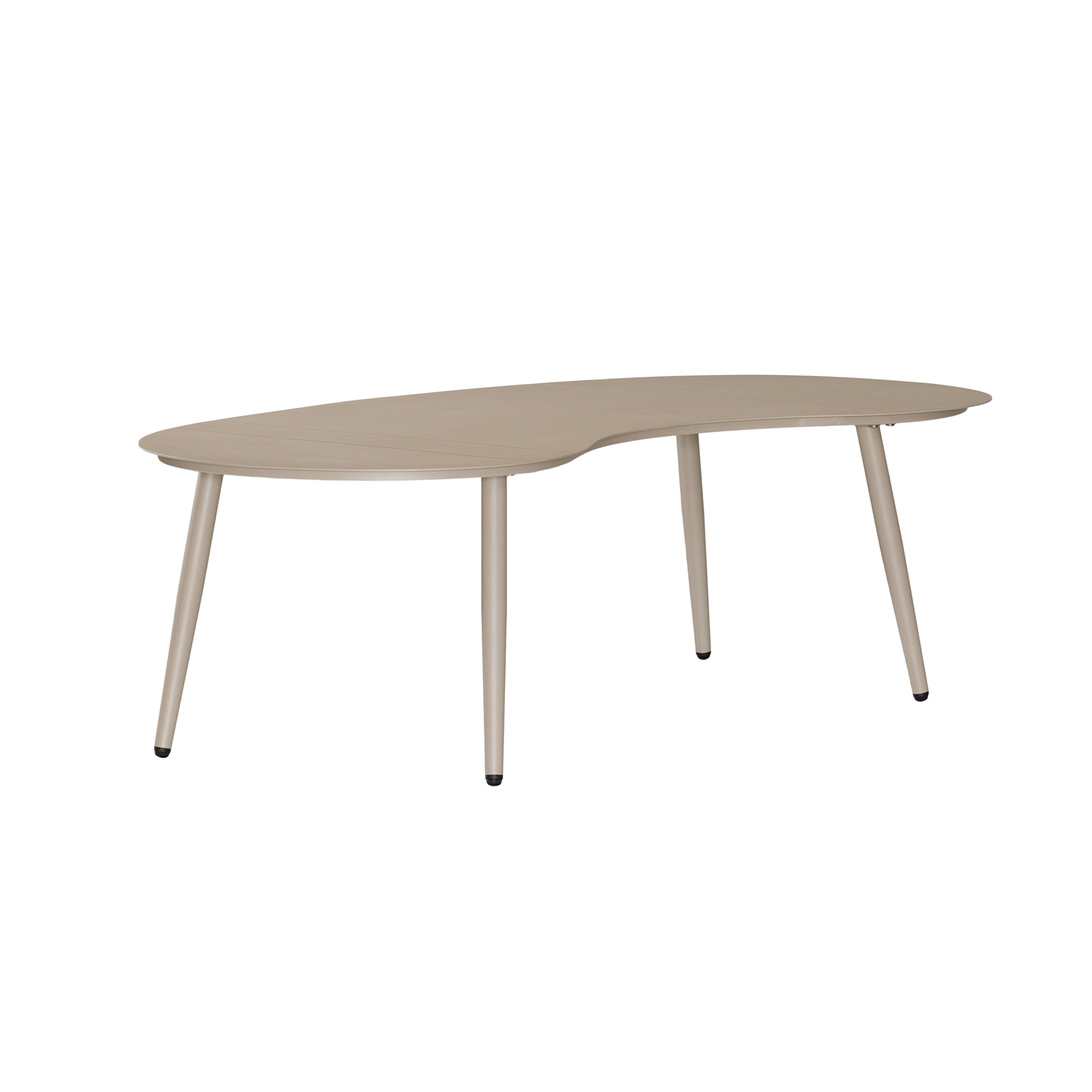 Solara coffee table with organic curved shape and light finish on a clean studio background.