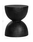 A sculptural solid magnesium oxide side table featuring an elegant hourglass silhouette with a natural wood grain finish. Perfect as a bedside table or accent piece in contemporary and coastal-inspired interiors