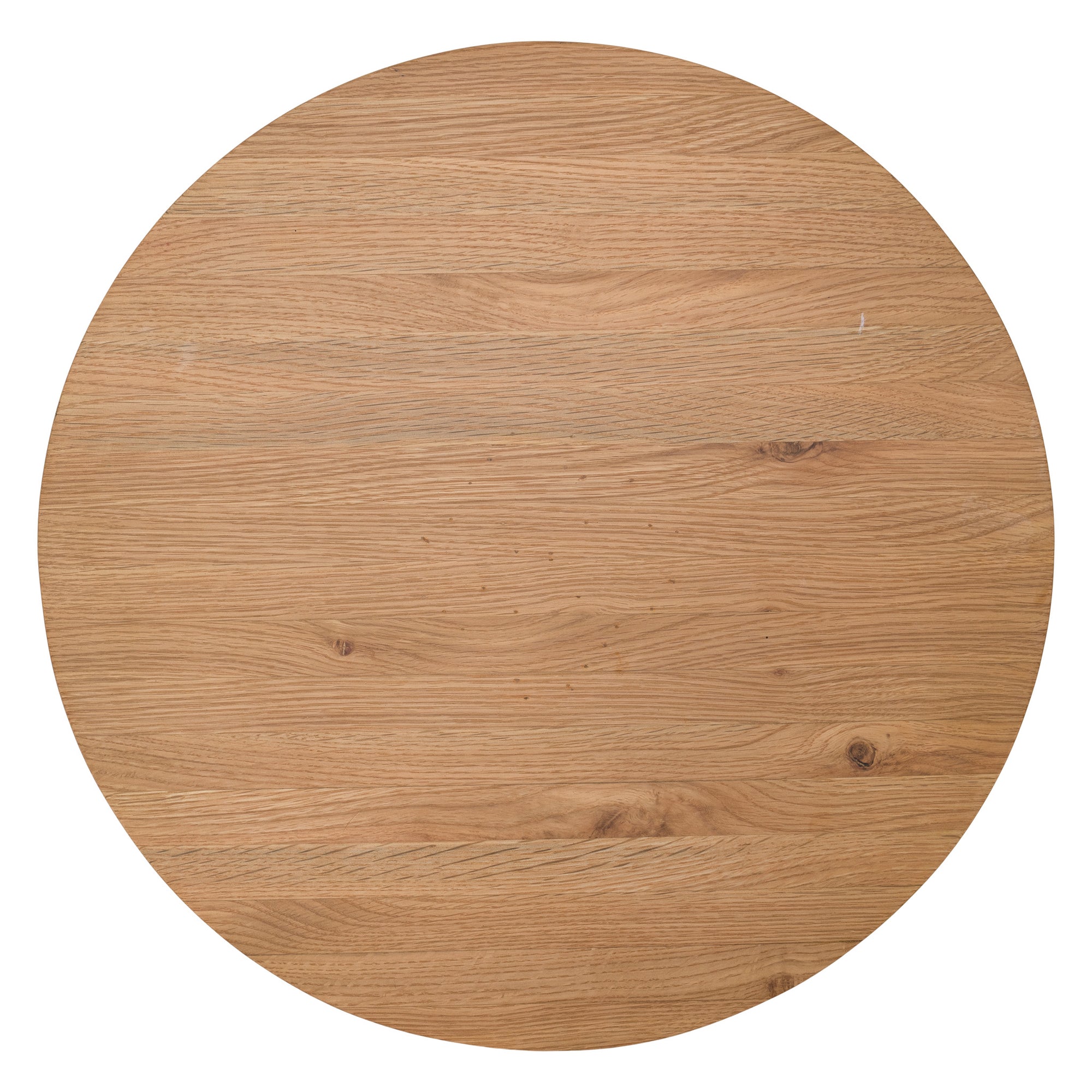 A modern solid oak side table with a sculptural conical base and smooth rounded top, showcasing natural wood grain variations for an organic aesthetic
