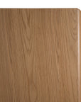 Solid oak console table with clean, minimalist lines and natural woodgrain finish, perfect for contemporary hallways or living spaces