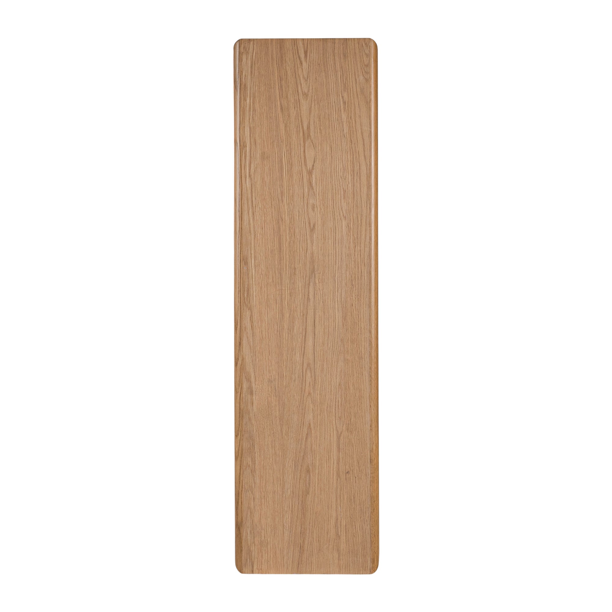 Solid oak console table with clean, minimalist lines and natural woodgrain finish, perfect for contemporary hallways or living spaces