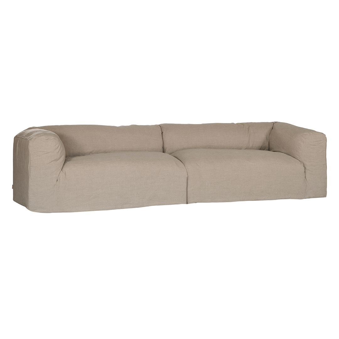 Sunset modular sofa in natural linen with a relaxed low profile modular design.