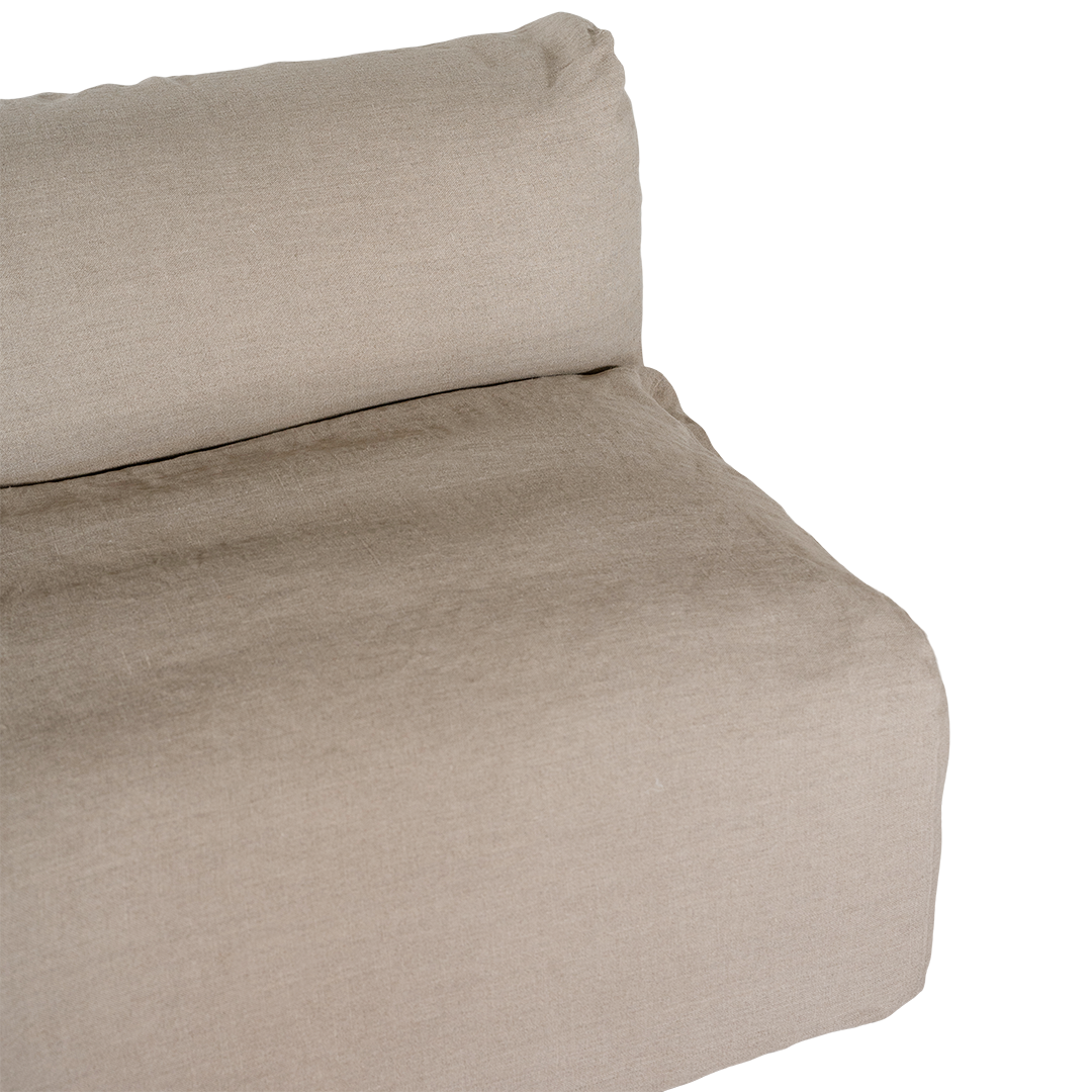 Sunset modular sofa in natural linen with a relaxed low profile modular design.