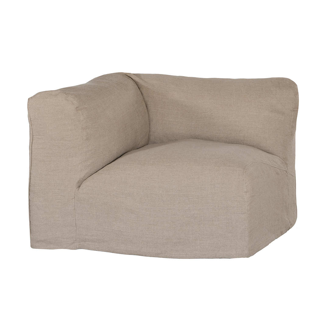 Sunset modular sofa in natural linen with a relaxed low profile modular design.