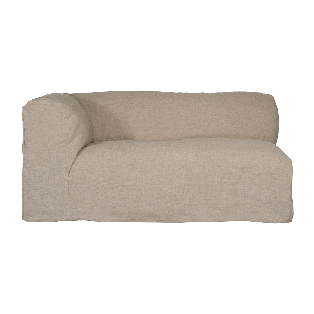 Sunset modular sofa in natural linen with a relaxed low profile modular design.