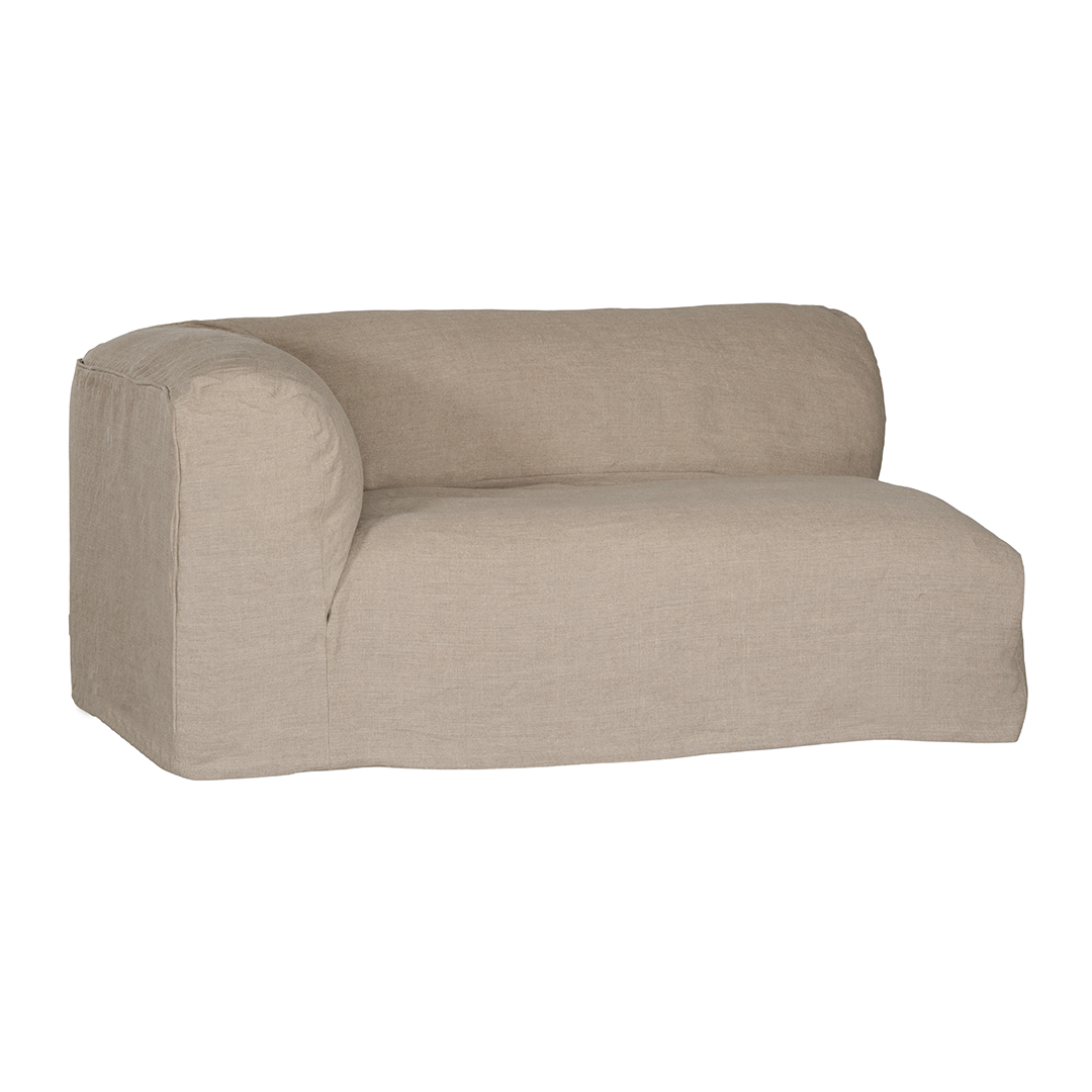 Sunset modular sofa in natural linen with a relaxed low profile modular design.