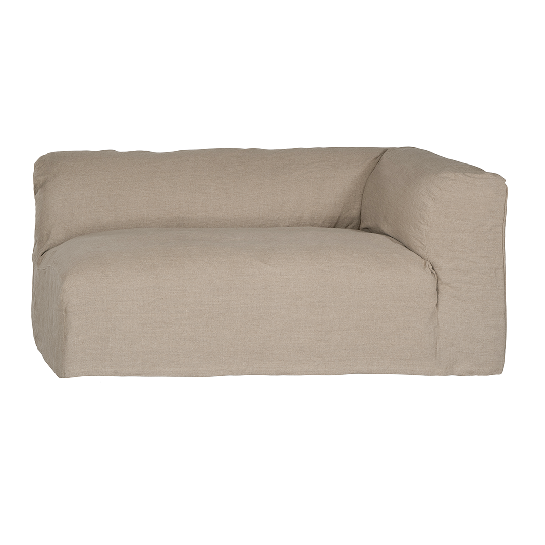 Sunset modular sofa in natural linen with a relaxed low profile modular design.