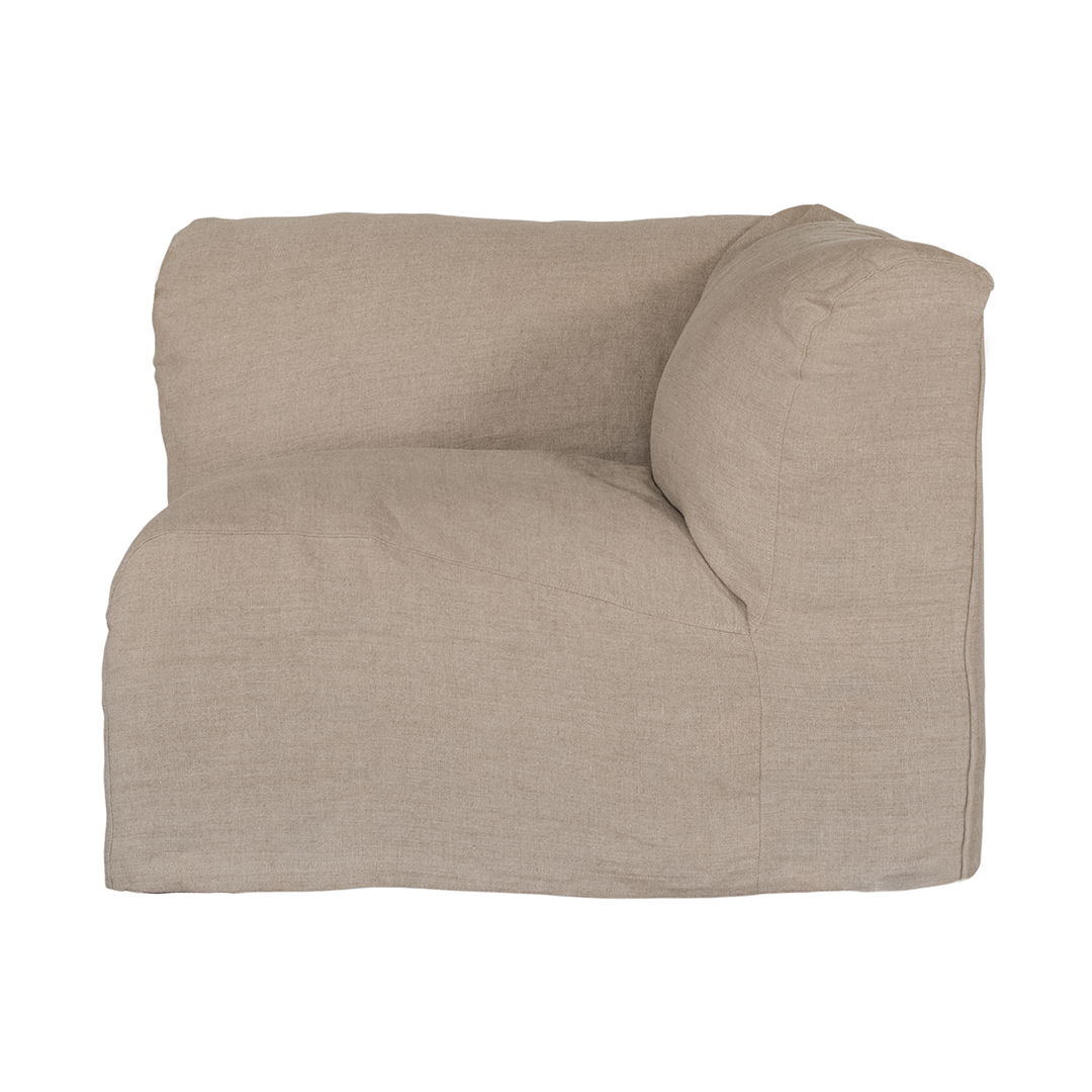 Sunset modular sofa in natural linen with a relaxed low profile modular design.
