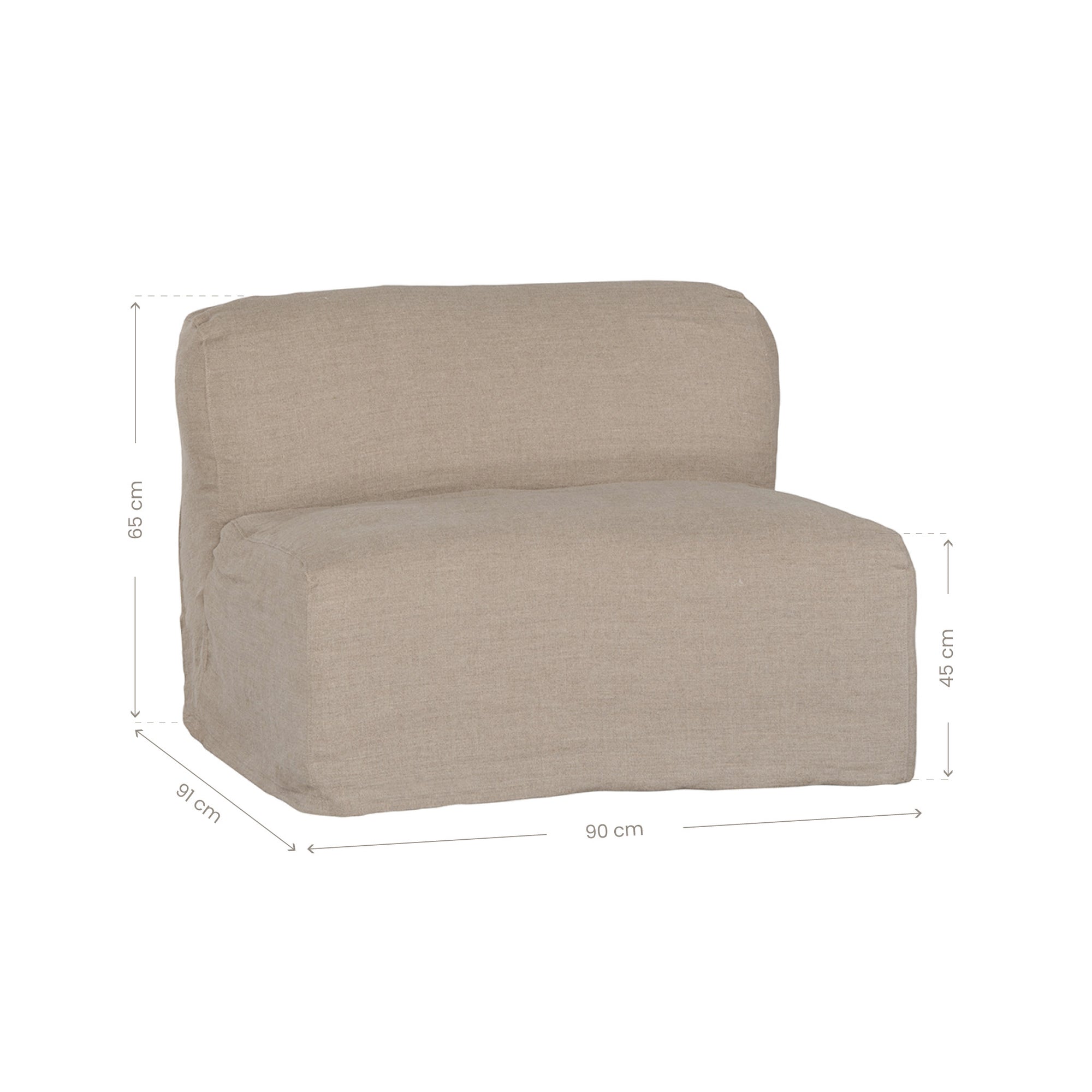 Sunset modular sofa in natural linen with a relaxed low profile modular design.
