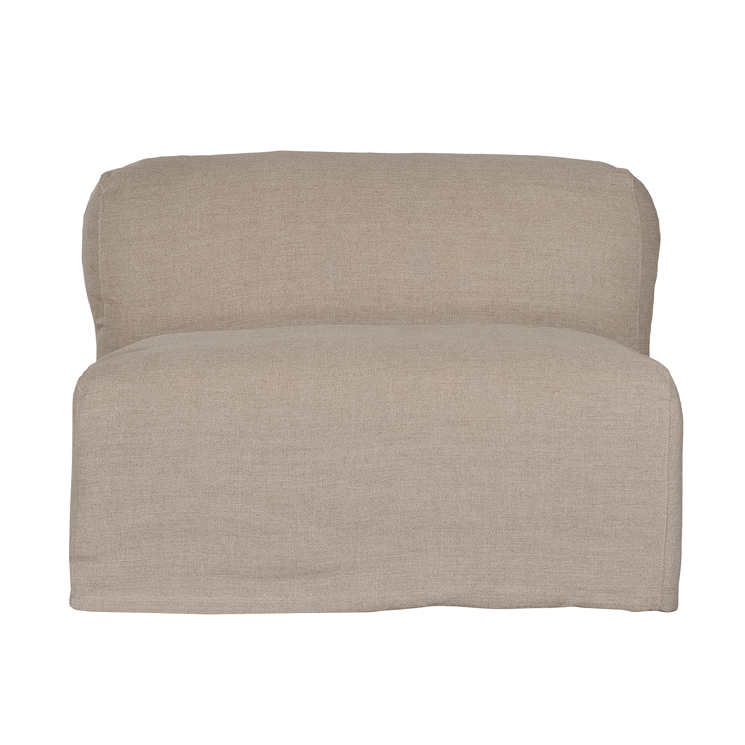 Sunset modular sofa in natural linen with a relaxed low profile modular design.