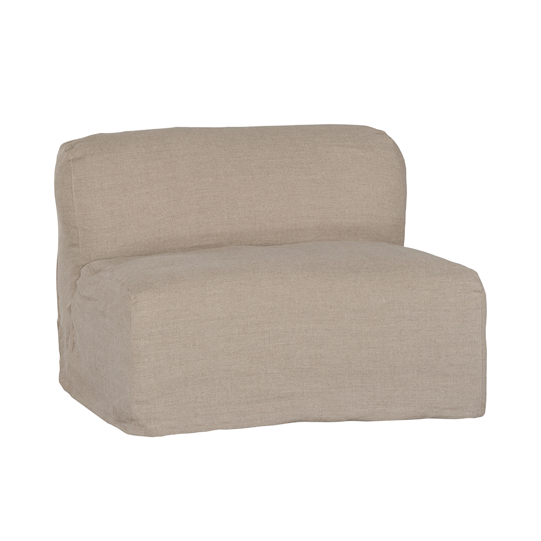 Sunset modular sofa in natural linen with a relaxed low profile modular design.