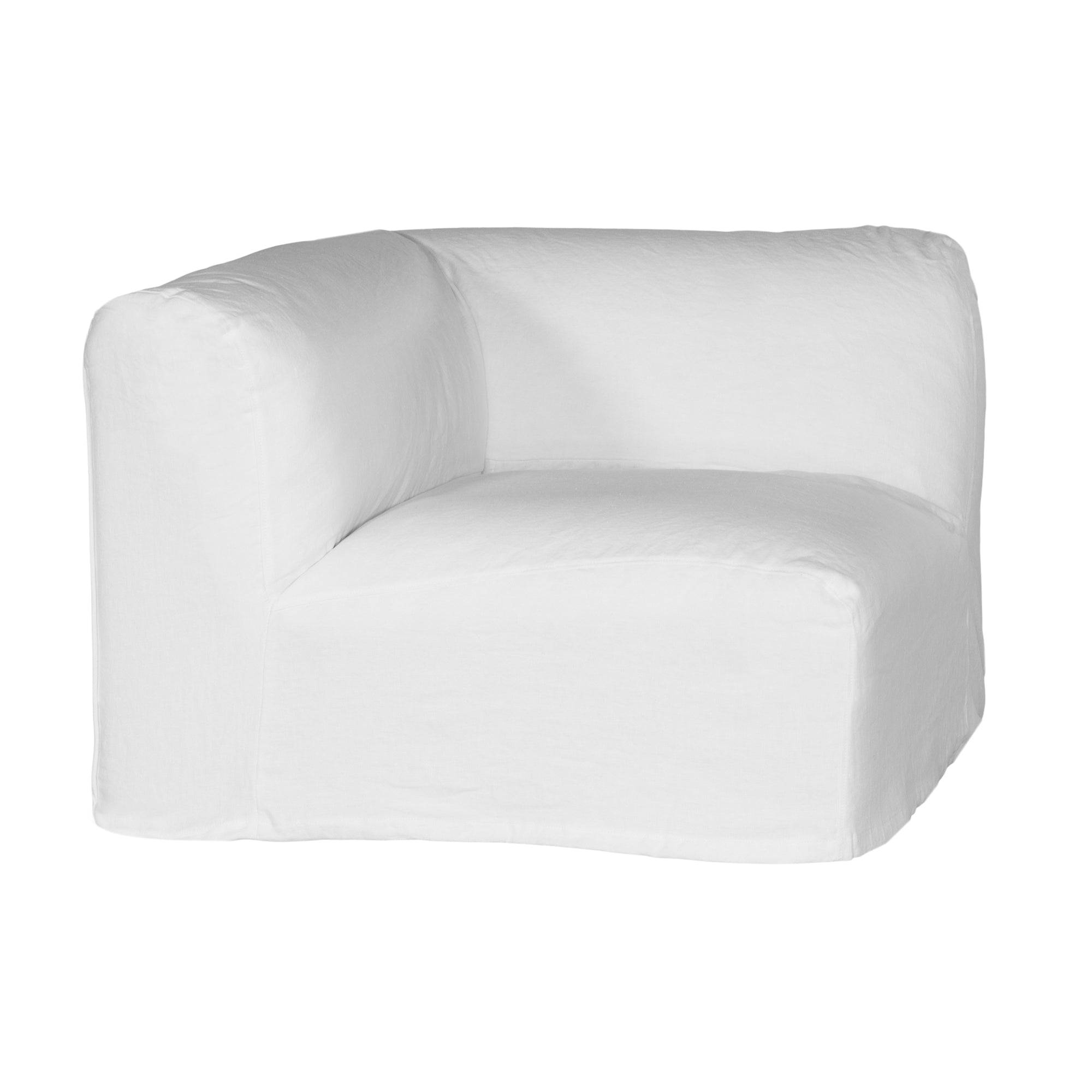 Sunset modular sofa in natural linen with a relaxed low profile modular design.