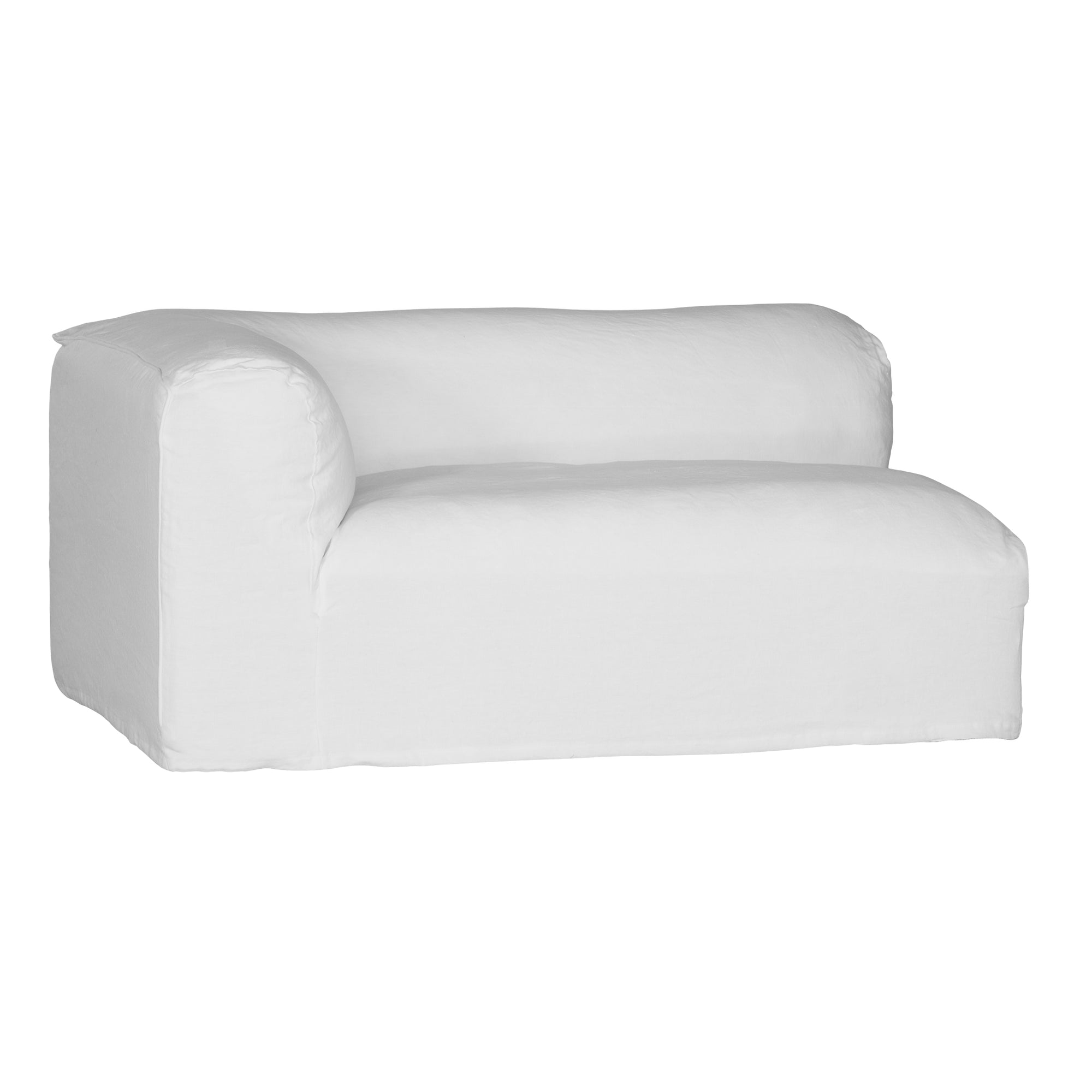 Sunset modular sofa in natural linen with a relaxed low profile modular design.