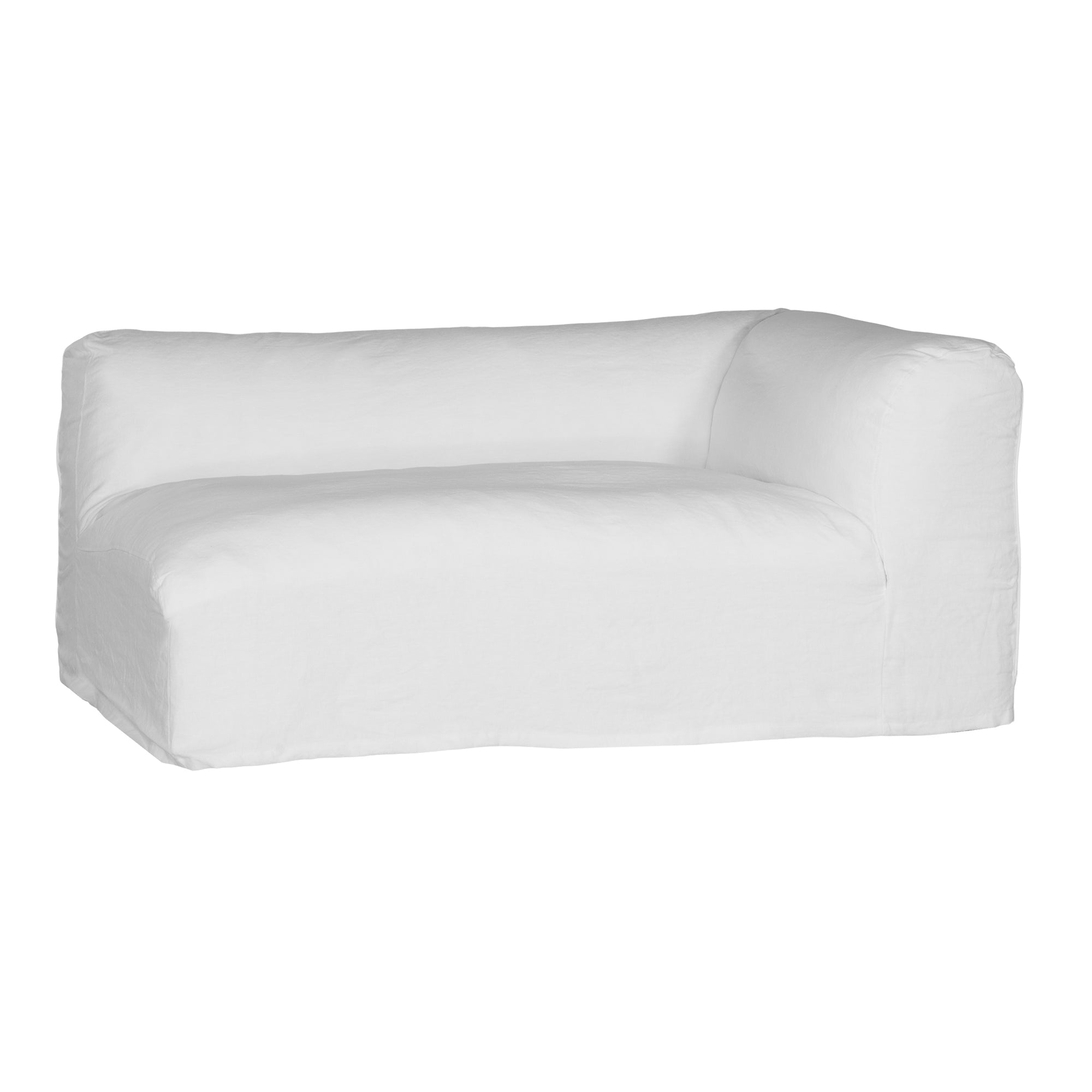 Sunset modular sofa in natural linen with a relaxed low profile modular design.