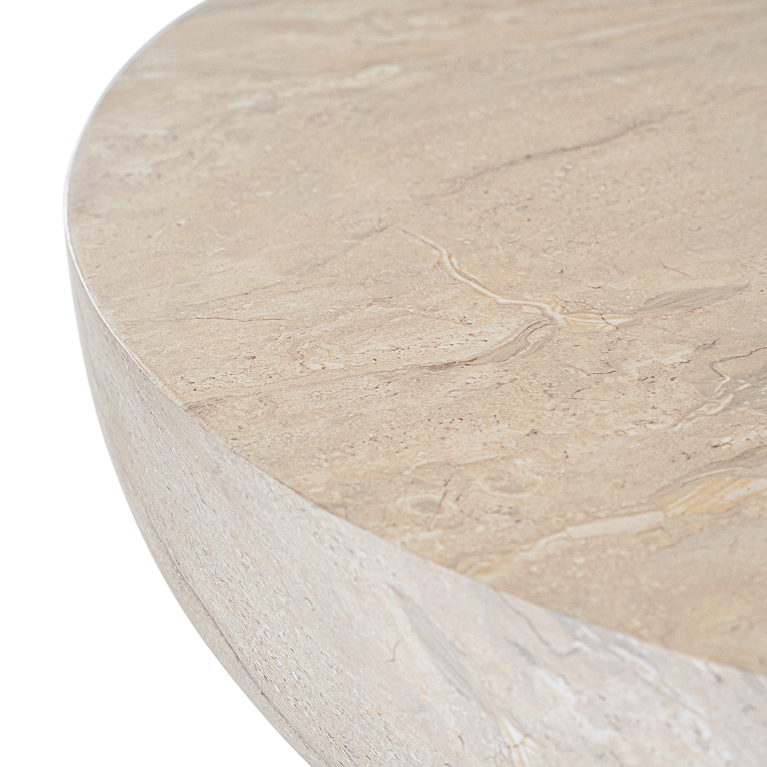 Tabati coffee table in dune finish with smooth rounded bowl shape and sculptural low profile design.