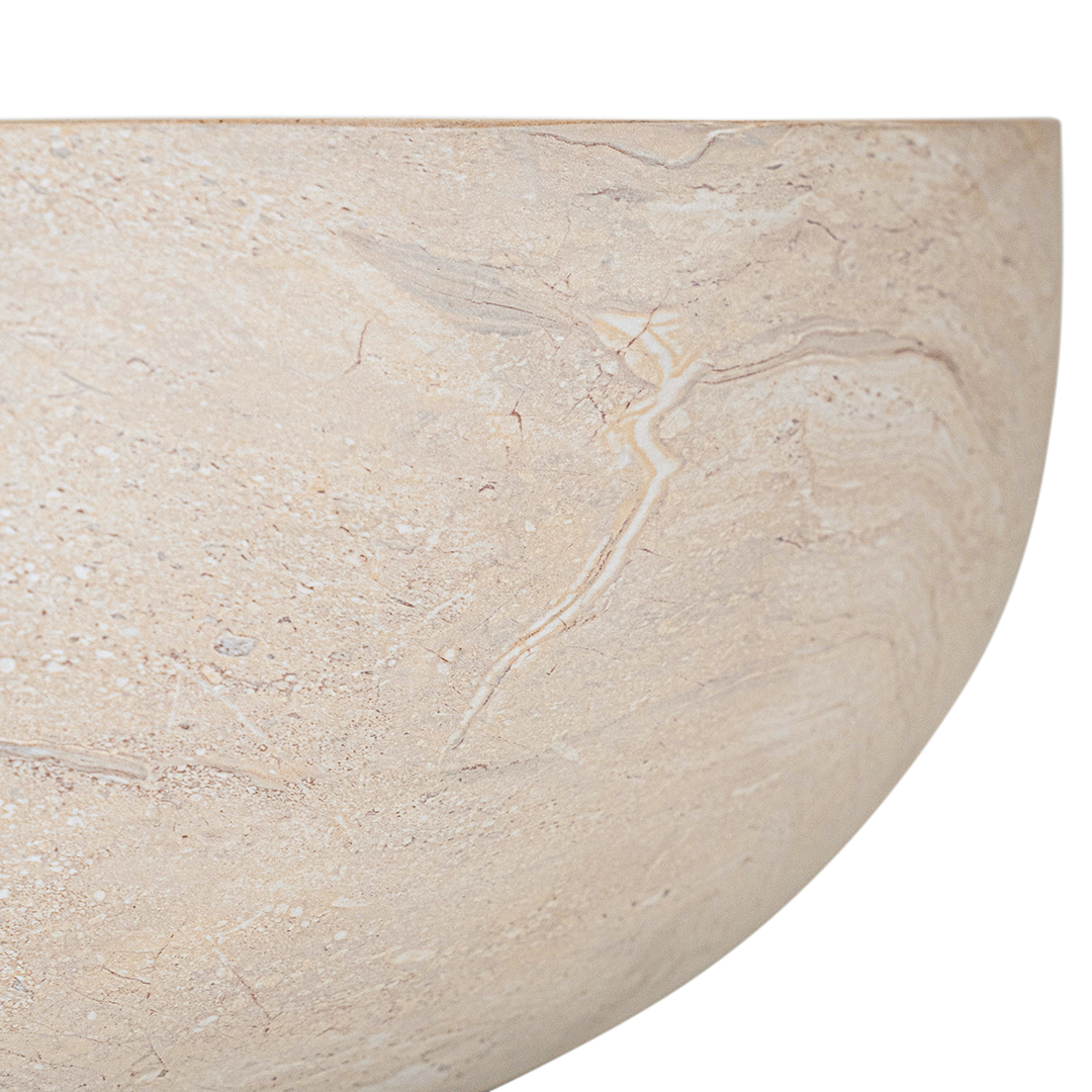 Tabati coffee table in dune finish with smooth rounded bowl shape and sculptural low profile design.