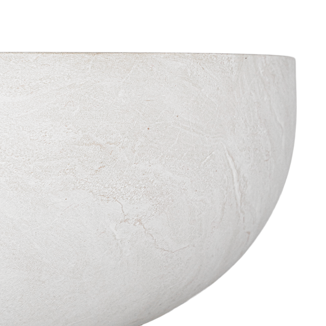 Tabati coffee table in eggshell finish with smooth rounded bowl shape and sculptural low profile design.