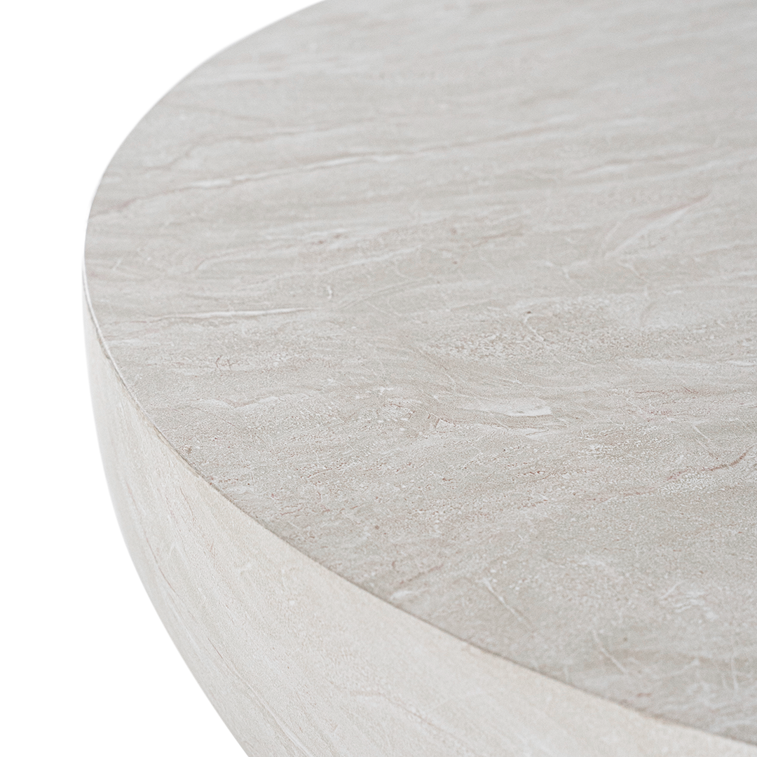 Tabati coffee table in eggshell finish with smooth rounded bowl shape and sculptural low profile design.