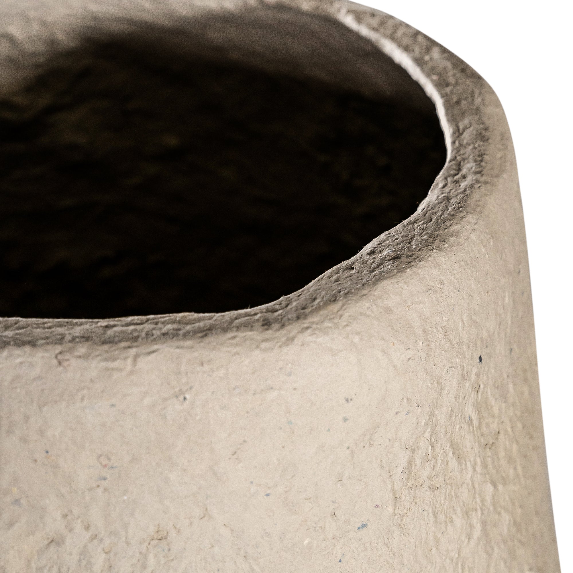 Handcrafted tall rustic paper mache pot with a textured natural finish, perfect for adding organic charm to any space