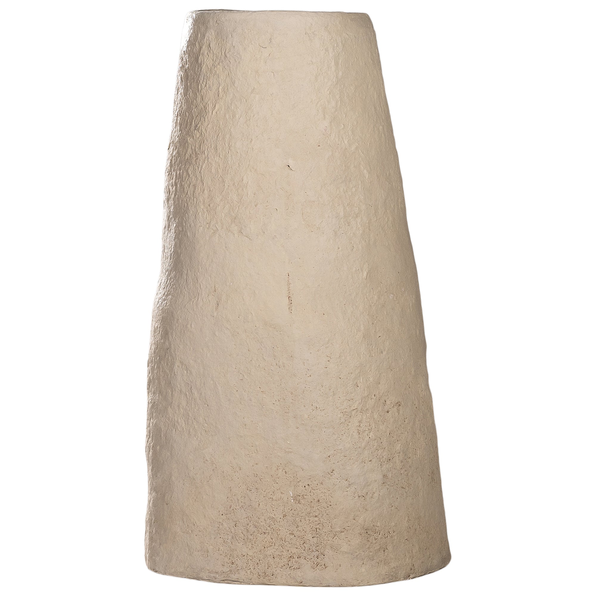 Handcrafted tall rustic paper mache pot with a textured natural finish, perfect for adding organic charm to any space