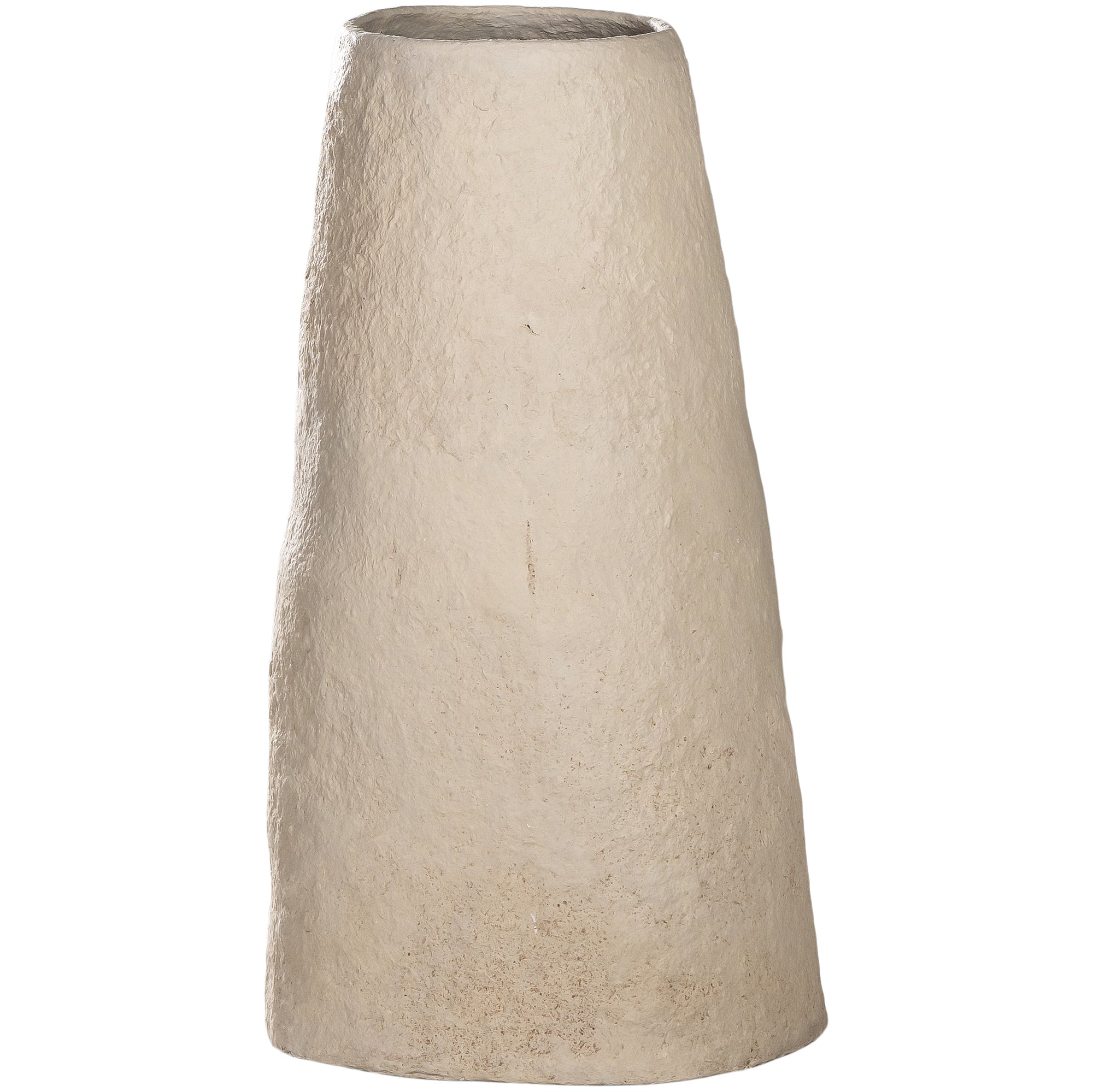 Handcrafted tall rustic paper mache pot with a textured natural finish, perfect for adding organic charm to any space