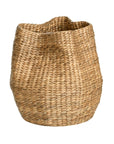 Talura basket set in natural handwoven seagrass with organic rounded shape and softly structured open tops.
