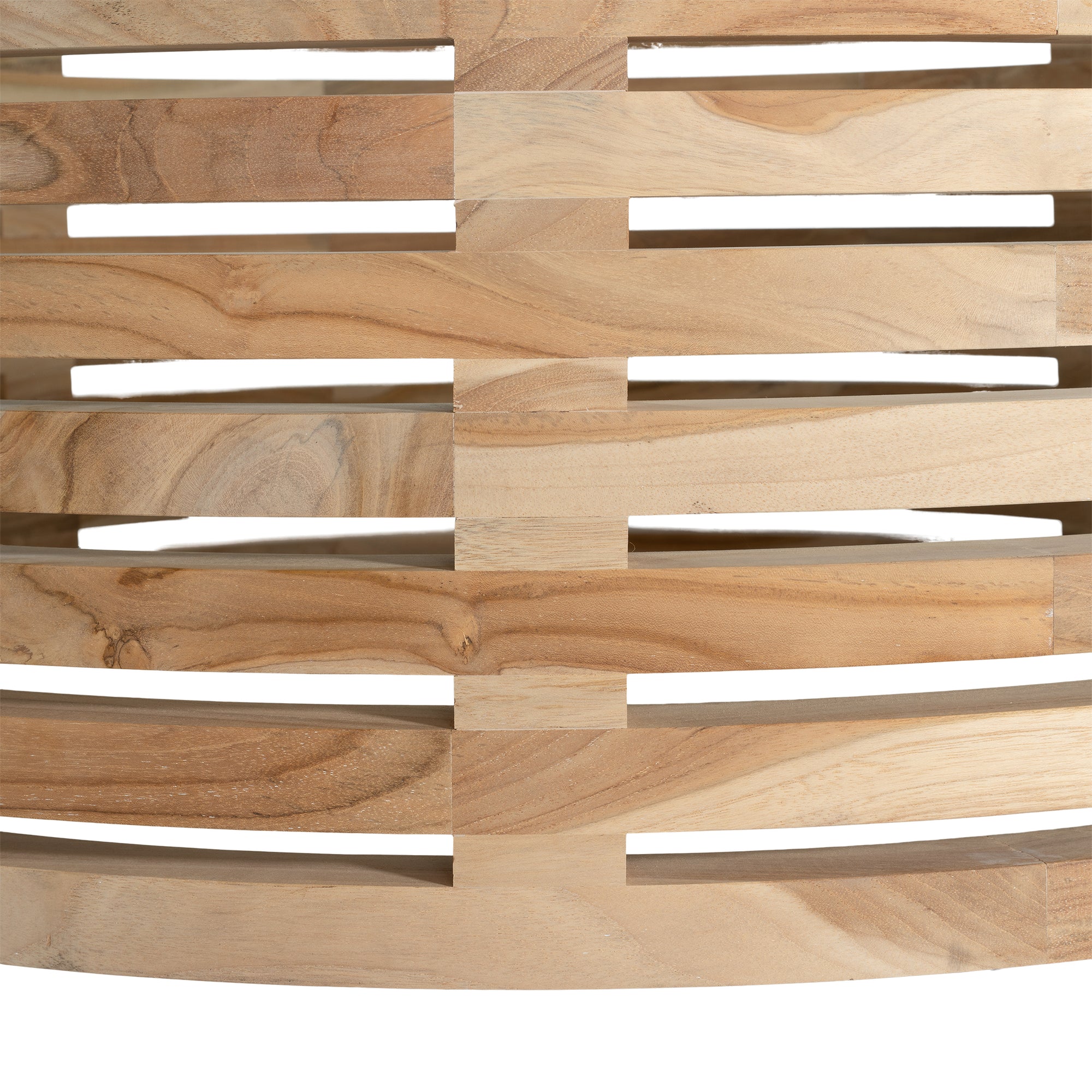The Kulala Living Teak and Glass Coffee Table features a beautifully crafted open-weave teak base with a round glass top. This contemporary design blends natural warmth with modern elegance, making it a stylish centrepiece for any living space.