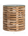The Kulala Living Teak and Glass Coffee Table features a beautifully crafted open-weave teak base with a round glass top. This contemporary design blends natural warmth with modern elegance, making it a stylish centrepiece for any living space.