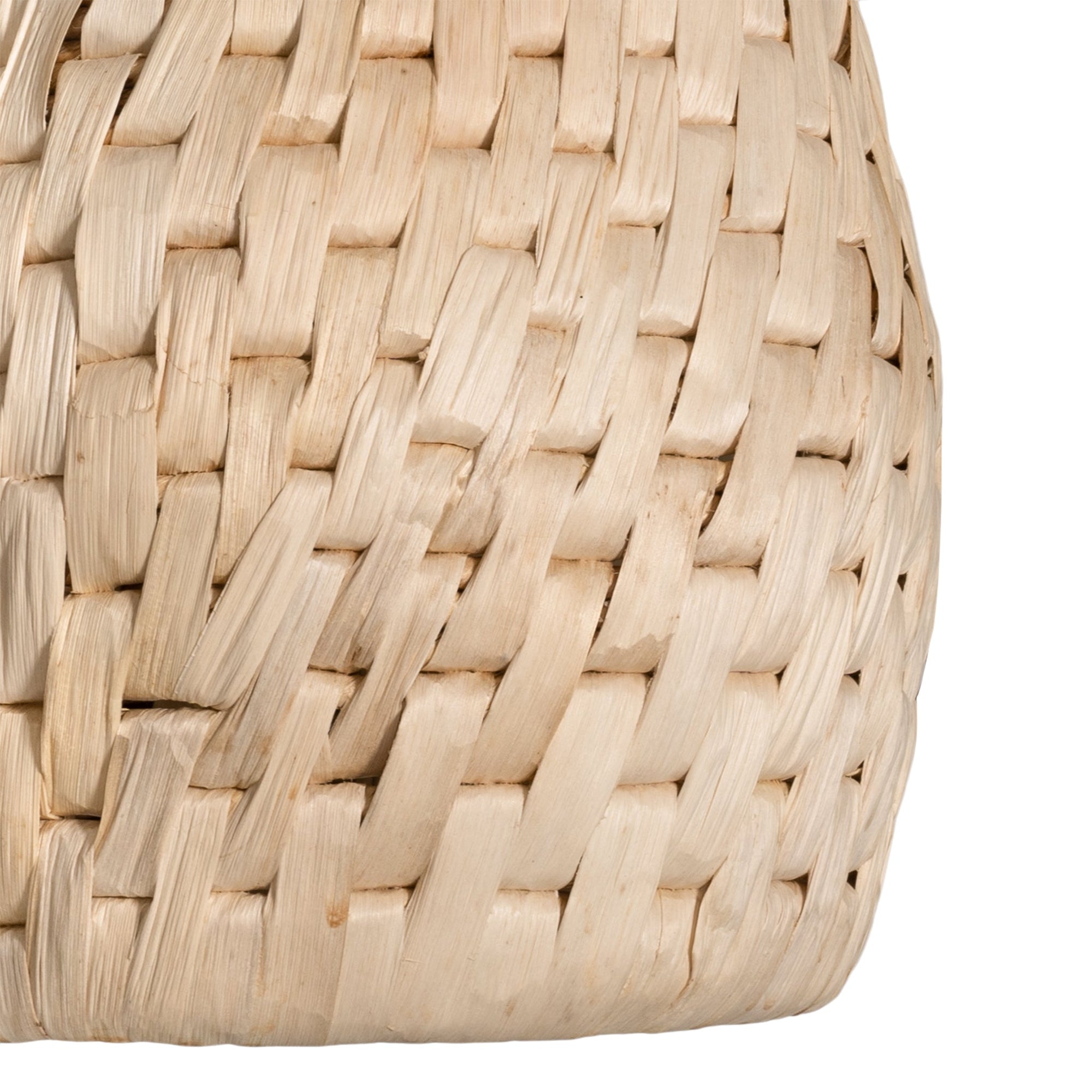 Natural woven pendant light with textured basket weave design, perfect for coastal and relaxed living spaces