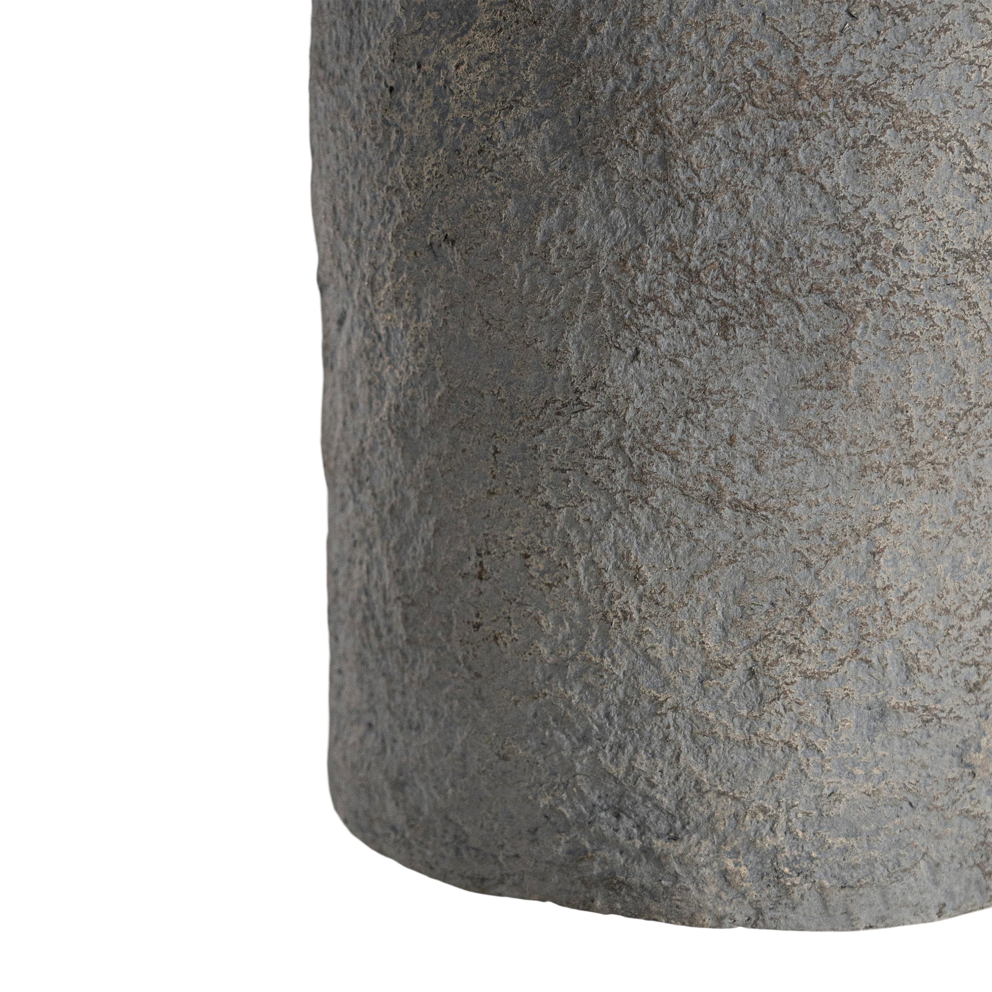 Rustic textured paper mache pendant light with a raw, organic finish and a natural rope accent, ideal for adding earthy elegance to modern interiors