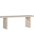 Elegant travertine hydro-dipped concrete dining table featuring a sleek rectangular top and sturdy panel legs. Crafted from natural stone, this timeless piece adds warmth and sophistication to modern dining spaces