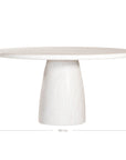 A luxurious round dining table crafted from natural travertine stone, featuring a sculptural pedestal base and smooth, polished finish. Perfect for contemporary and minimalist interiors