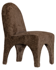 Tucan dining chair in mocha with a sculptural curved form styled for modern organic mediterranean inspired australian interiors