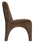 Tucan dining chair in mocha with a sculptural curved form styled for modern organic mediterranean inspired australian interiors
