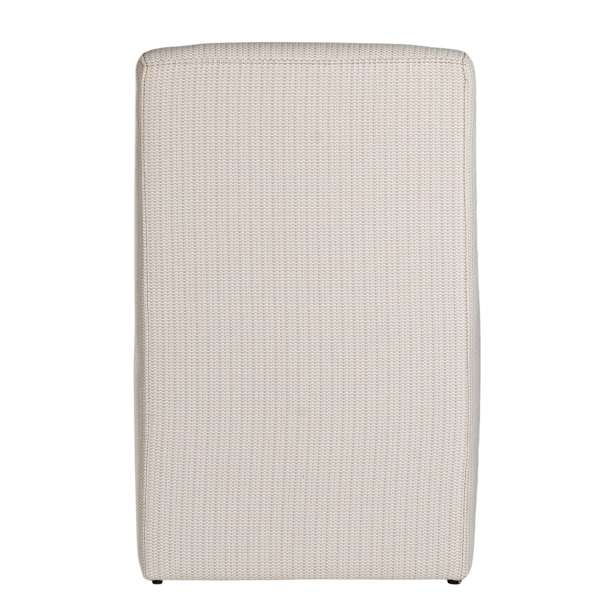 Elegant white upholstered dining chair with a modern, curved silhouette and a seamless design, perfect for contemporary and minimalist outdoors