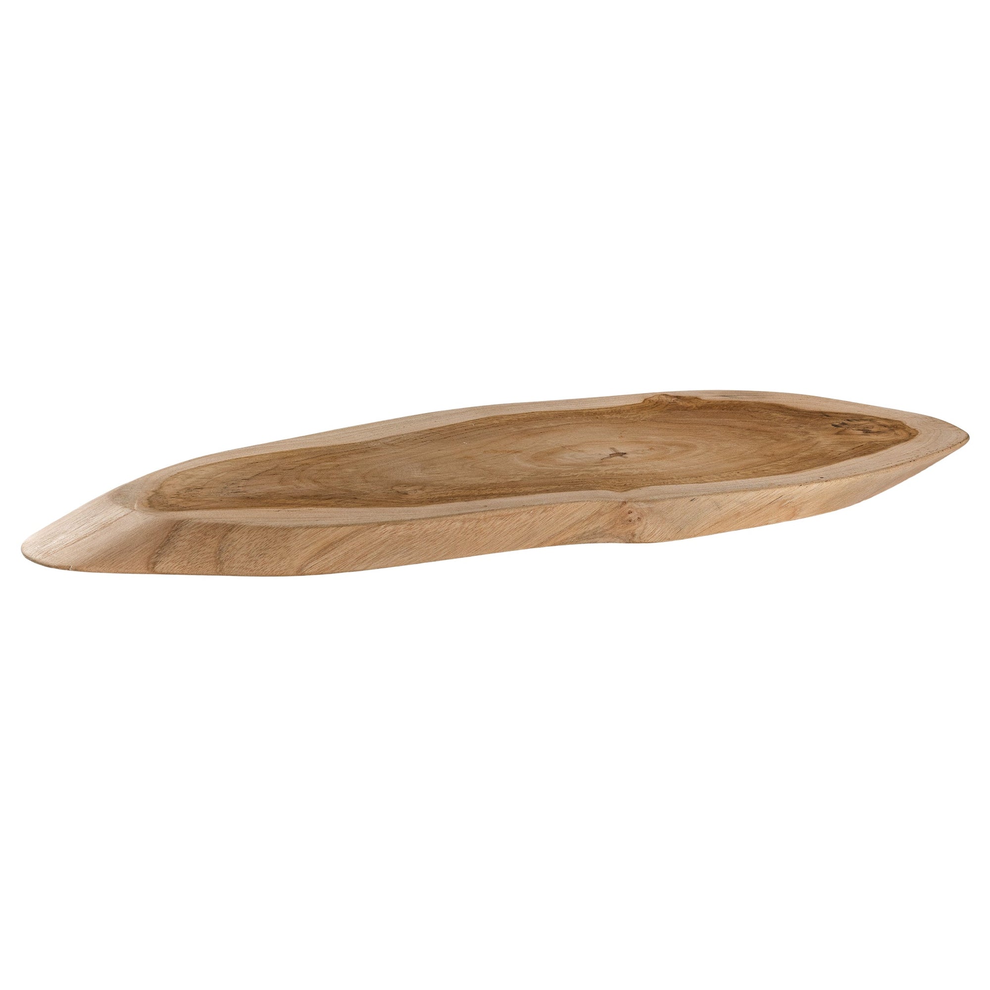 Vara cheese board in teak with organic shape and natural wood grain detail.