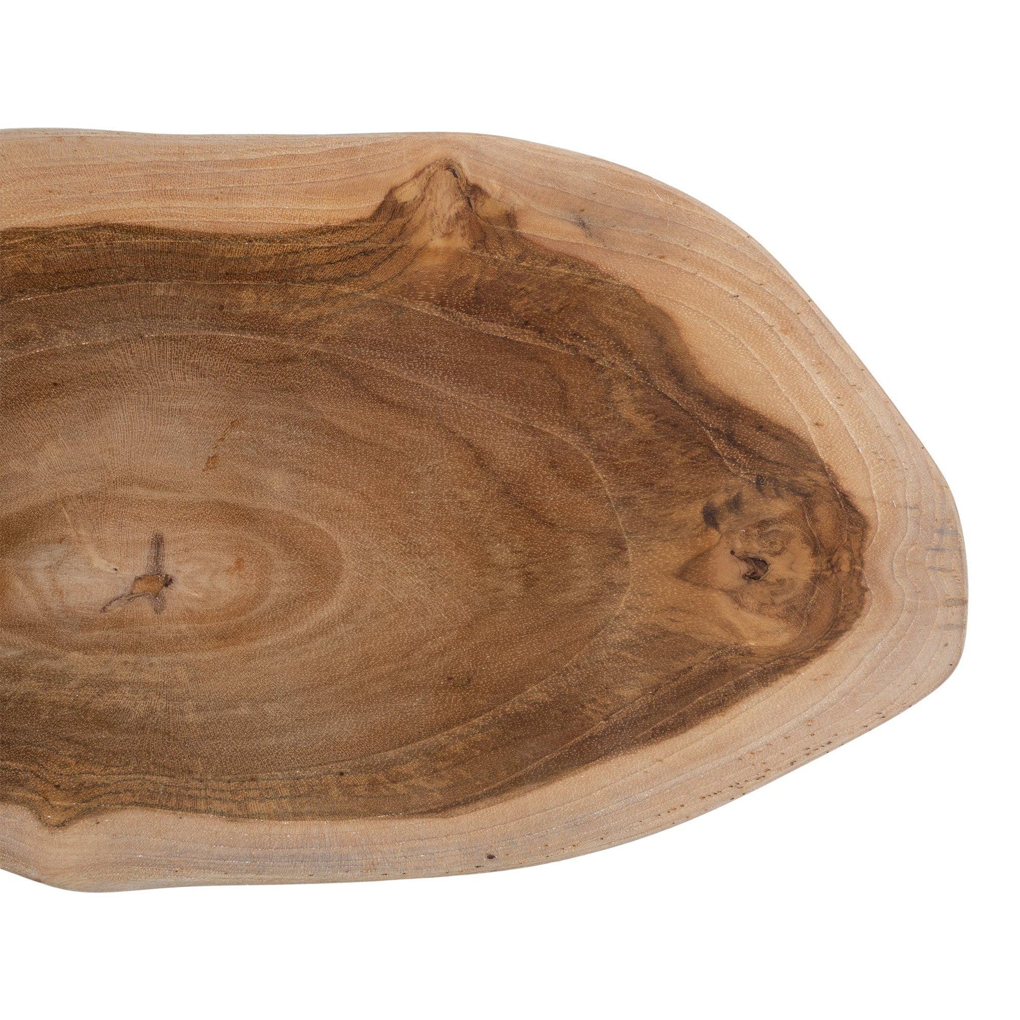 Vara cheese board in teak with organic shape and natural wood grain detail.
