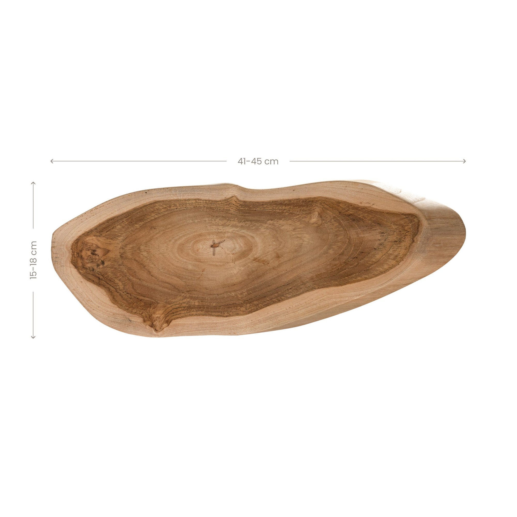 Vara cheese board in teak with organic shape and natural wood grain detail.