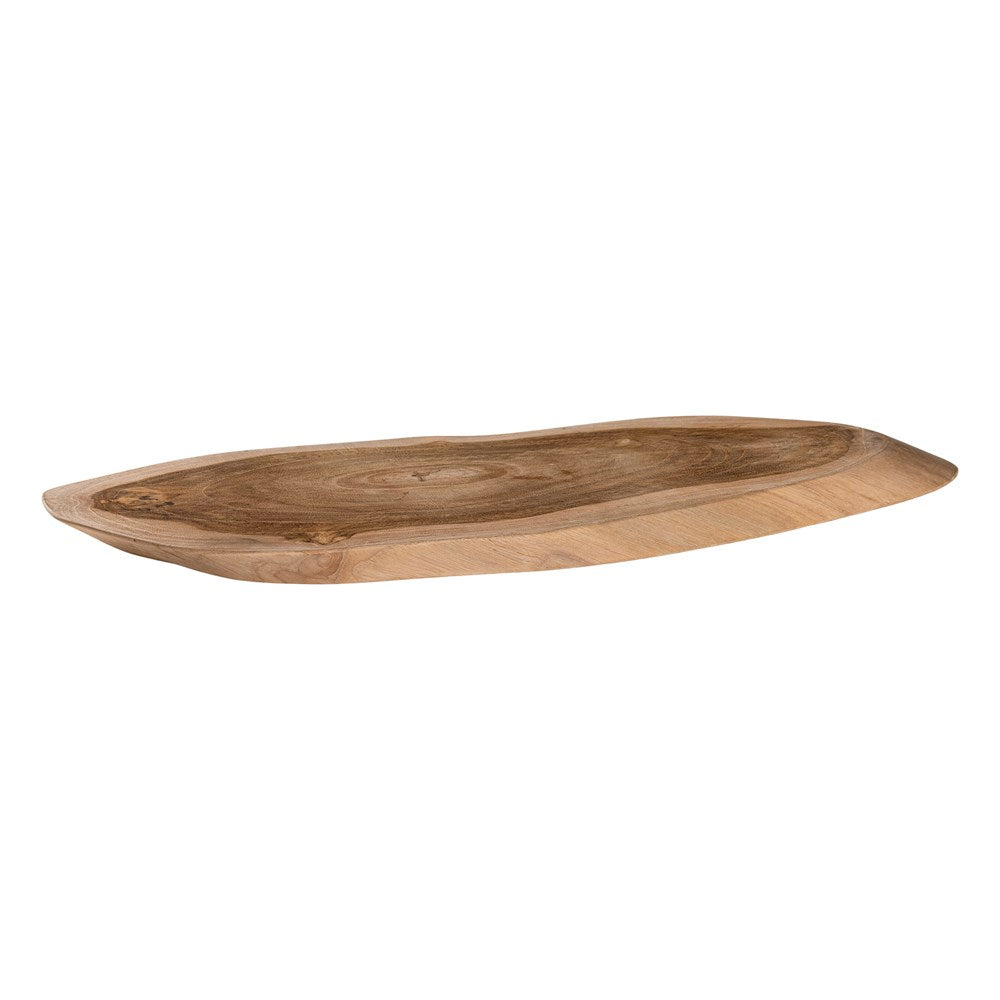 Vara cheese board in teak with organic shape and natural wood grain detail.