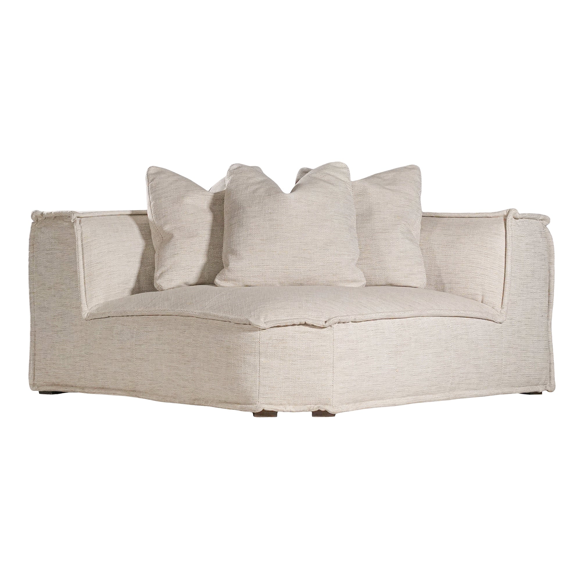 Luxurious modern curved sectional sofa with soft neutral upholstery and plush cushions, designed for ultimate comfort and contemporary living spaces