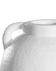 Kulala Living handcrafted white clay vase with handles, featuring a textured surface and organic shape, perfect for styling with dried or fresh foliage