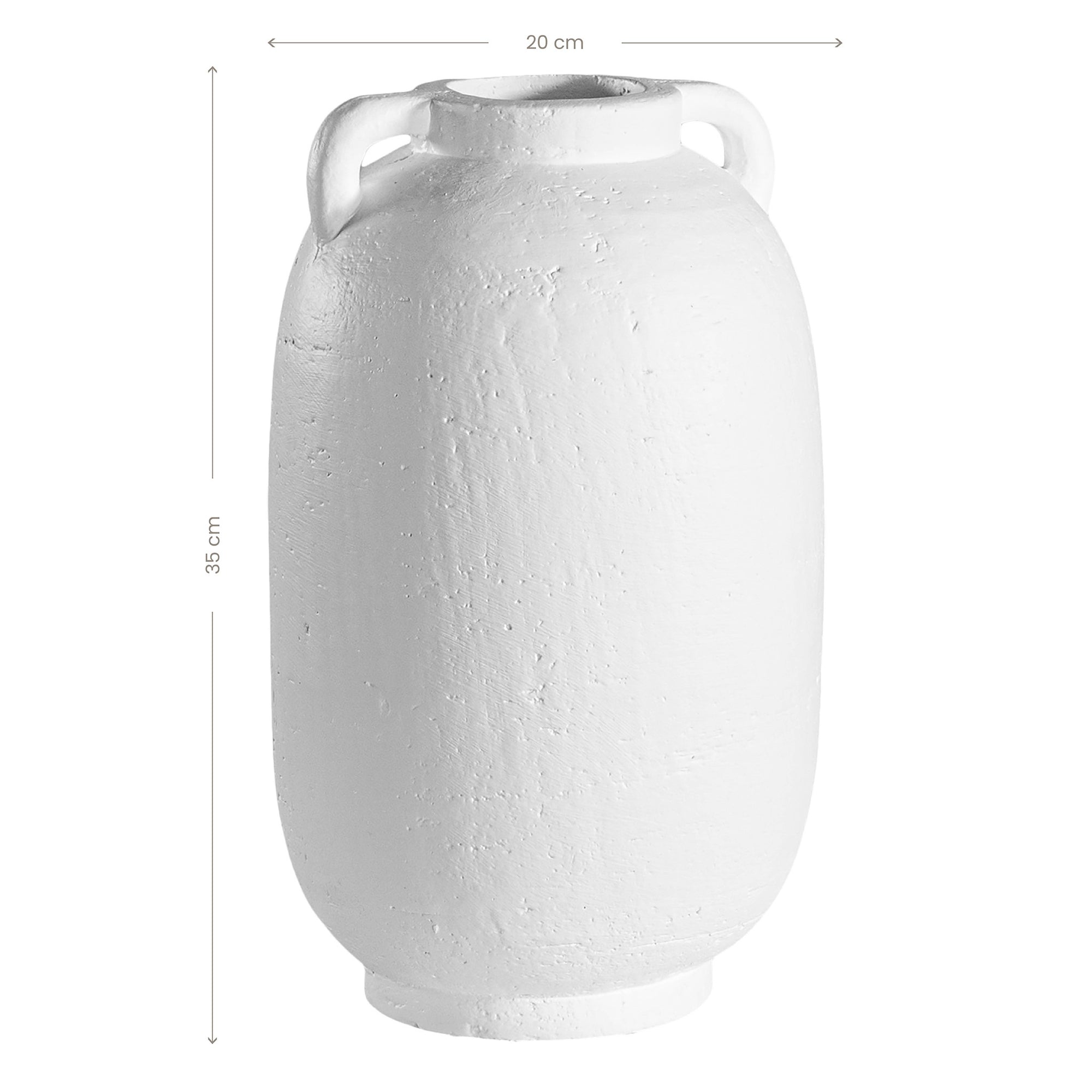 Kulala Living handcrafted white clay vase with handles, featuring a textured surface and organic shape, perfect for styling with dried or fresh foliage