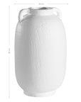 Kulala Living handcrafted white clay vase with handles, featuring a textured surface and organic shape, perfect for styling with dried or fresh foliage
