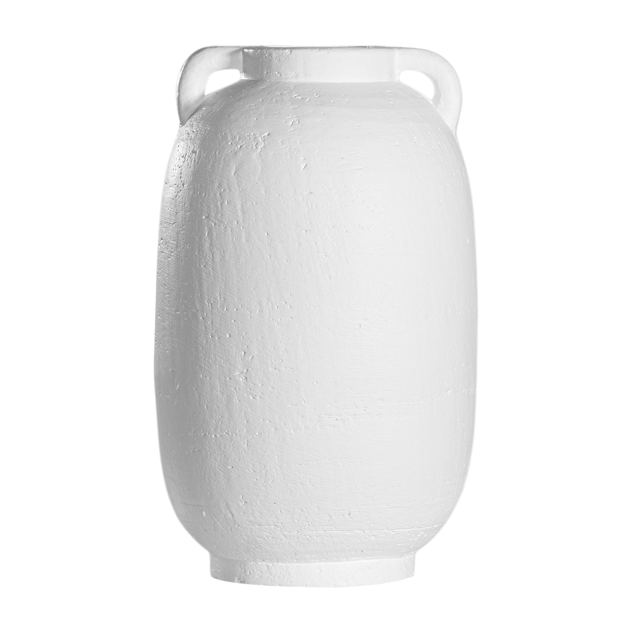 Kulala Living handcrafted white clay vase with handles, featuring a textured surface and organic shape, perfect for styling with dried or fresh foliage